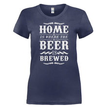 Load image into Gallery viewer, Home Is Where The Beer Is Brewed - T Shirt - Ladies_-_Navy_ea8a4171-684c-4491-a4db-e418e5765a31