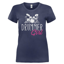 Load image into Gallery viewer, Drummer Girl - T Shirt - Ladies_-_Navy_f2176789-8237-451b-bf13-84edc28b72a1