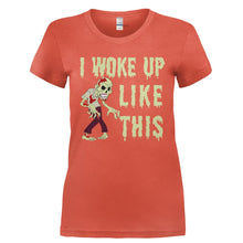 Load image into Gallery viewer, I Woke Up Like This - Zombie - T Shirt - Ladies_-_Orange_08ad26b0-bc12-458f-bb26-d40a0b5555d3