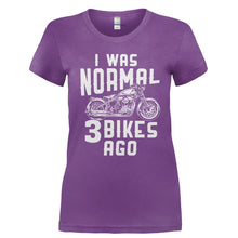 Load image into Gallery viewer, I Was Normal 3 Motorcycles Ago - T Shirt - Ladies_-_Purple_3e58d3e6-b286-48a5-90fc-765e722357c7