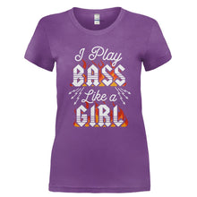 Load image into Gallery viewer, I Play Bass Like A Girl - T Shirt - Ladies_-_Purple_ce22611a-5194-4144-bcff-ea4442704c4e