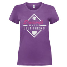 Load image into Gallery viewer, Diamonds are a girls best friend - Softball/Baseball - T Shirt - Ladies_-_Purple_f97a75bd-67ad-4bb4-a4f7-e2eb4a7888da