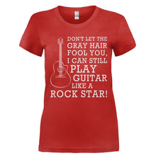 Load image into Gallery viewer, Don't Let The Gray Hair Fool You - Guitar - T Shirt - Ladies_-_Red_44b83654-ad17-4580-bf6b-31689ca1c808