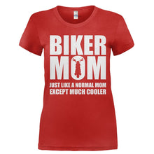 Load image into Gallery viewer, Biker Mom - T Shirt - Ladies_-_Red_89ff489b-fb44-4588-85d9-3a529991320e