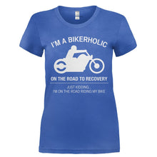 Load image into Gallery viewer, Bikerholic - T Shirt - Ladies_-_Royal_1b27267c-a8ad-4255-af2c-7b63a516e295