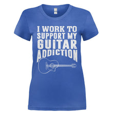Load image into Gallery viewer, I Work To Support My Guitar Addiction - T Shirt - Ladies_-_Royal_34d8d7fc-574d-4623-9bd3-6fd79e917b63