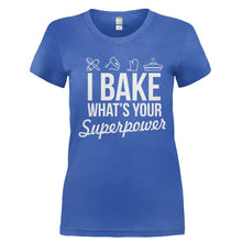 Load image into Gallery viewer, I Bake, What's Your Superpower? - T Shirt - Ladies_-_Royal_6b1e298c-439e-483d-932b-6a66602479b1