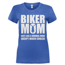 Load image into Gallery viewer, Biker Mom - T Shirt - Ladies_-_Royal_a58d8fd7-660a-45fe-923e-4ab7c28e1c7a