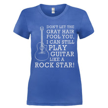 Load image into Gallery viewer, Don't Let The Gray Hair Fool You - Guitar - T Shirt - Ladies_-_Royal_c865a100-f538-450a-81c6-10063f42cb17