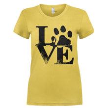 Load image into Gallery viewer, Dog Love - T Shirt - Ladies_-_Yellow_ec24d1d6-c8d0-4c2a-aa42-3f5556908e3b