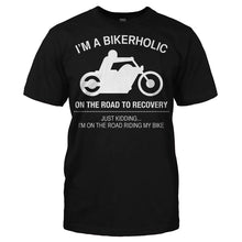 Load image into Gallery viewer, Bikerholic - T Shirt - Men_-_Black_d2996b45-a1fe-4c6d-be94-19647b2664b3