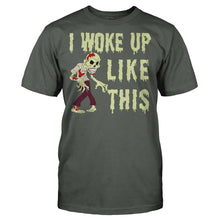 Load image into Gallery viewer, I Woke Up Like This - Zombie - T Shirt - Men_-_Charcoal_756a83b8-e76a-4a90-a1ed-bcd14056ccc0