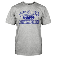 Load image into Gallery viewer, Dreidel Champion - T Shirt - Men_-_Heather_Grey_78a73027-25c4-48d0-93c0-32f0fcb10edb