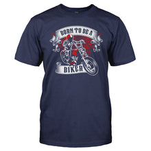 Load image into Gallery viewer, Born to be a Biker - T Shirt - Men_-_Navy_24bbb46e-6c89-4eaf-b2b1-23629e751359