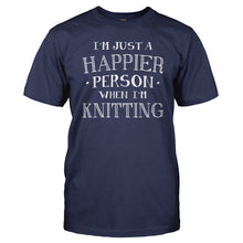 Load image into Gallery viewer, I'm Just a Happier Person When I'm Knitting - T Shirt - Men_-_Navy_7886a9b0-a278-46cf-919e-a4f3ef9f1fdf