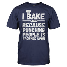 Load image into Gallery viewer, I Bake Because Punching People Is Frowned Upon - T Shirt - Men_-_Navy_8daa22c6-2dc9-467b-9e47-342d7f54ffdd