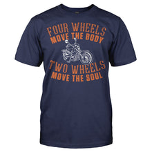 Load image into Gallery viewer, 4 Wheels Move the Body 2 Wheels Move the Soul - T Shirt - Men_-_Navy_91c8238e-bdb9-4c3f-8394-2ed8947a1e71