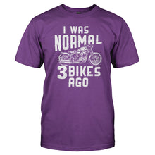 Load image into Gallery viewer, I Was Normal 3 Motorcycles Ago - T Shirt - Men_-_Purple_0d8350d2-2c35-484a-84c2-fb154922ebee