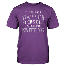 Load image into Gallery viewer, I'm Just a Happier Person When I'm Knitting - T Shirt - Men_-_Purple_6dc7315f-0938-4490-a7c7-a68bc30180e1