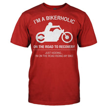 Load image into Gallery viewer, Bikerholic - T Shirt - Men_-_Red_9b4126ec-1d45-4846-bc32-3d1f14947584