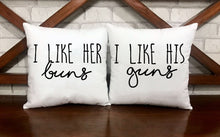 Load image into Gallery viewer, I Like Her Buns / I Like His Guns Pillow Cases - VAL-13-14 - VAL-13-14-Pillows