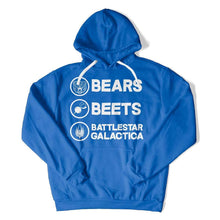 Load image into Gallery viewer, Bears. Beets. Battlestar Galactica. - T Shirt - bears-beats-battlestargallactica-hoodie-royal