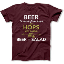 Load image into Gallery viewer, Beer = Salad - T Shirt - beer-salad-tshirt-maroon