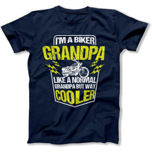Load image into Gallery viewer, I'm A Biker Grandpa. Like A Normal Grandpa, But Way Cooler - T Shirt - biker-grandpa-tshirt-navy