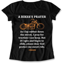 Load image into Gallery viewer, Biker's Prayer - T Shirt - bikers-prayer-ladiestshirt-black