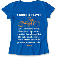 Load image into Gallery viewer, Biker's Prayer - T Shirt - bikers-prayer-ladiestshirt-royal