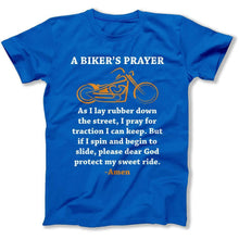 Load image into Gallery viewer, Biker's Prayer - T Shirt - bikers-prayer-tshirt-royal