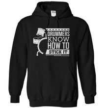 Load image into Gallery viewer, Drummers Know How To Stick It - T Shirt - black_224848f1-449d-4ac9-a681-ae25cfd52a08