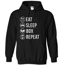 Load image into Gallery viewer, Eat. Sleep. Box. Repeat. - T Shirt - black_6473845b-22c4-455c-ae6e-bcb87878a4db