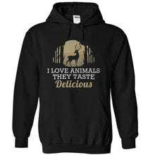Load image into Gallery viewer, I Love Animals. They Taste Delicious - T Shirt - black_802f6c42-734e-4b6b-97f7-bb742c00c106