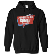 Load image into Gallery viewer, Engineer By Day, Gamer By Night - T Shirt - black_8dbeaa80-6c7e-43a5-8cbd-5bb4ff4fa91e