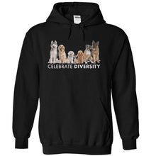 Load image into Gallery viewer, Celebrate Diversity - Dogs - T Shirt - black_9864bfa3-517b-4a65-8971-4399ad10b7f1