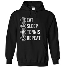 Load image into Gallery viewer, Eat Sleep Tennis Repeat - T Shirt - black_9c91ed6c-07a8-4b4e-aa9e-27400b13f247