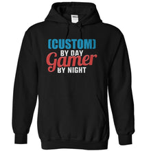 Load image into Gallery viewer, (Custom) By Day. Gamer By Night - Personalized - T Shirt - black_a67194f2-4bee-409a-b132-0c70efa68989