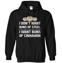 Load image into Gallery viewer, Buns of Steel vs Buns of Cinnamon - T Shirt - black_b6017a40-81d5-4f98-a2d9-0ce9995f2cba