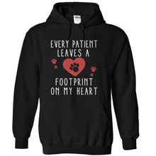 Load image into Gallery viewer, Every Patient Leaves a Footprint on my Heart - T Shirt - black_c6799aa4-8a20-4dfe-b39f-aba9c026cf11