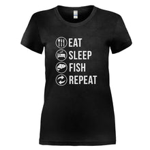Load image into Gallery viewer, Eat. Sleep. Fish. Repeat. - T Shirt - black_c792cfe1-0100-4cba-b685-e4f546349054
