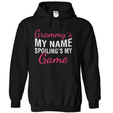 Load image into Gallery viewer, Grammy's My Name. Spoiling's My Game. - T Shirt - black_d435fb9d-2cc2-48f5-afc8-75bc9edbf214