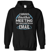 Load image into Gallery viewer, I Survived A Meeting That Should Have Been An Email - T Shirt - black_f620a21b-43d2-42c5-ba9a-f9deca46a087