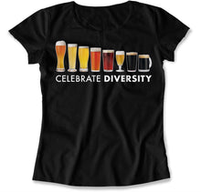 Load image into Gallery viewer, Celebrate Diversity - Beer - Full Color - T Shirt - celebrate-diversity-beer-ladies-tshirt-black