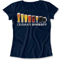 Load image into Gallery viewer, Celebrate Diversity - Beer - Full Color - T Shirt - celebrate-diversity-beer-ladies-tshirt-navy