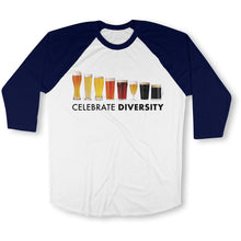 Load image into Gallery viewer, Celebrate Diversity Beer - Baseball Tee - celebrate-diversity-beer-raglan-navy