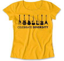 Load image into Gallery viewer, Celebrate Diversity - Guitar - T Shirt - celebrate-diversity-guitar-ladies-yellow