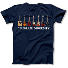 Load image into Gallery viewer, Celebrate Diversity - Guitar - Full Color - T Shirt - celebrate-diversity-guitar-tshirt-navy