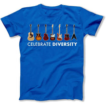 Load image into Gallery viewer, Celebrate Diversity - Guitar - Full Color - T Shirt - celebrate-diversity-guitar-tshirt-royal