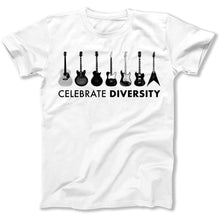 Load image into Gallery viewer, Celebrate Diversity - Guitar - T Shirt - celebrate-diversity-guitar-white